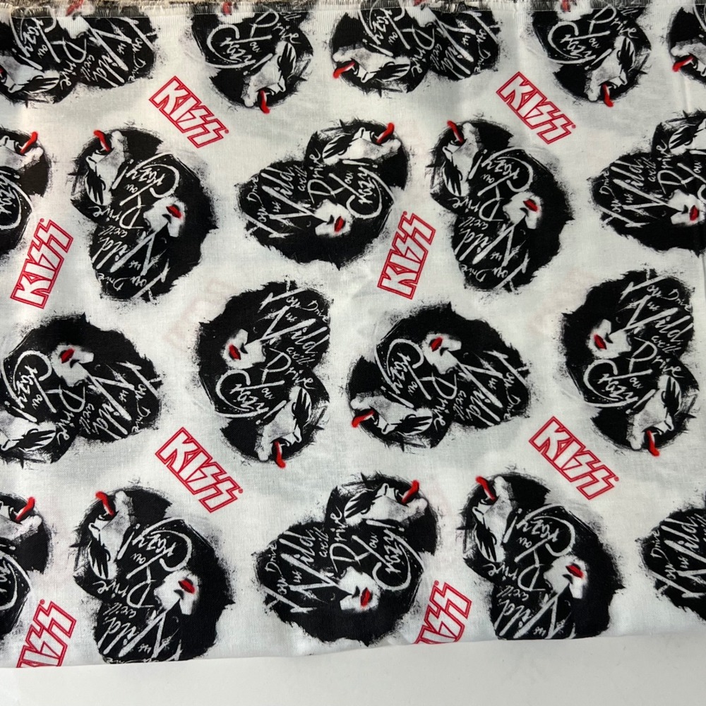KISS Band Fabric You Drive Us Wild We'll Drive You Crazy 44" x 4 Yard Cotton‎
